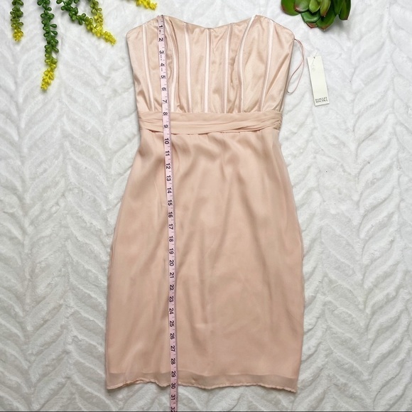 Badgley Mischka Strapless Silk Boned Bustier Corset Slip Dress Blush Peach NWT - Picture 13 of 14